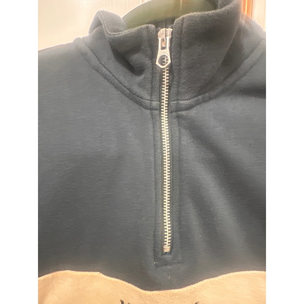 Volcom Kids Colorblock Quarter Zip sweatshirt Pullover Navy Tan Black Size L 12Y - Picture 5 of 8